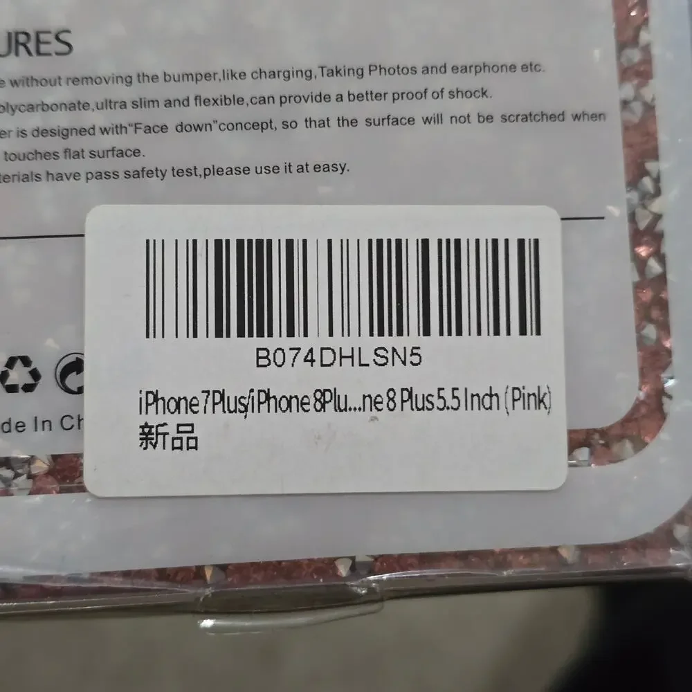iPhone 7 plus 8 plus pink and white glitter wallet phone case NIB